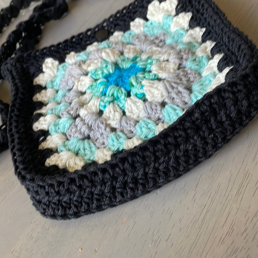 Hand Crochet Shoulder Bag Crossbody Bag Crochet Granny Square BOHO - 100% Cotton - Picture 7 of 16